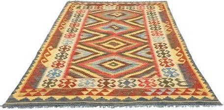 morgenland Wollen kleed Kelim Afghan vloerkleed met de hand geweven meerkleurig Laagpolig