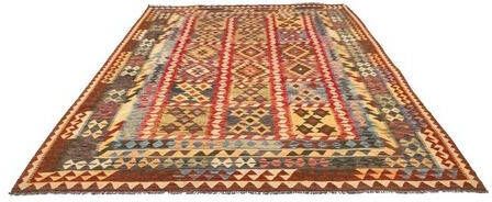 morgenland Wollen kleed Kelim Afghan vloerkleed met de hand geweven meerkleurig Laagpolig