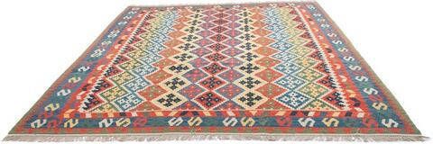 morgenland Wollen kleed Kelim Fars vloerkleed met de hand geweven meerkleurig Laagpolig