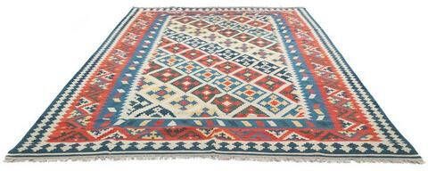 morgenland Wollen kleed Kelim Fars vloerkleed met de hand geweven meerkleurig Laagpolig