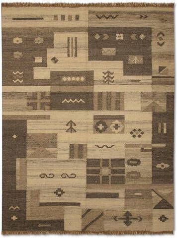 morgenland Wollen kleed Kelim vloerkleed met de hand geweven meerkleurig Laagpolig