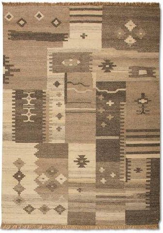 morgenland Wollen kleed Kelim vloerkleed met de hand geweven meerkleurig Laagpolig