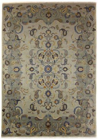 morgenland Wollen kleed Keshan medaillon verde 360 x 252 cm Uniek exemplaar met certificaat