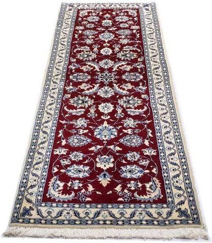 morgenland Wollen kleed Nain 9la vloerkleed met de hand geknoopt rood loper Nain 9la 195 x 62 cm rood
