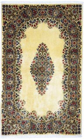 morgenland Wollen kleed Rafsanjan vloerkleed met de hand geknoopt beige Perzisch tapijt Royal 150 x 94 cm beige