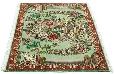 morgenland Wollen kleed Tabriz vloerkleed met de hand geknoopt groen Perzisch tapijt Tabriz Royal 62 x 83 cm groen