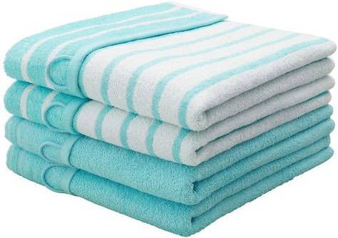 my home Badlakens Finn als set, met unikleurige en gestreept design(4 stuks )