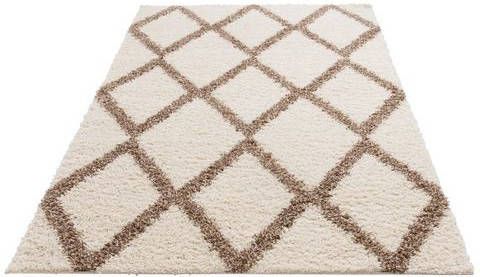 my home Hoogpolig vloerkleed Linz dichte pool, ruitdesign, woonkamer