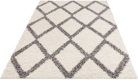 my home Hoogpolig vloerkleed Linz dichte pool, ruitdesign, woonkamer