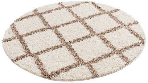 my home Hoogpolig vloerkleed Linz Ruitdesign, woonkamer