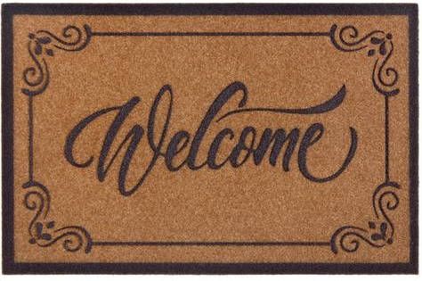 my home Mat WELCOME Geschikt voor binnen en buiten, met tekst, met tekst, kokos look, robuust, gemakkelijk in onderhoud, ingang, antislip