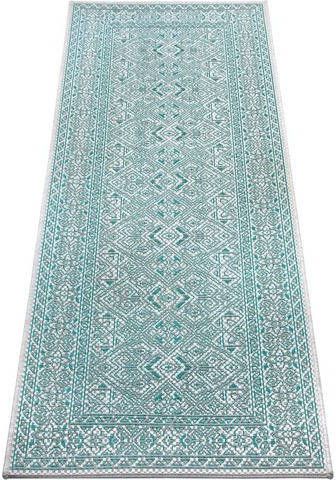 NORTHRUGS Loper Cuadrado Platweefsel geschikt voor binnen en buiten, grafisch design, afgehecht, woonkamer, balkon, terras, tuin, robuust, gemakkelijk in onderhoud