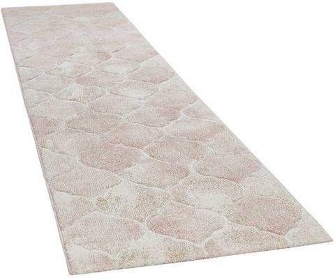 Paco Home Loper Lara 241 Tapijtloper, korte pool, pastelkleuren, met de hand gemaakt gesneden reliëfpatroon, ideaal in hal & slaapkamer