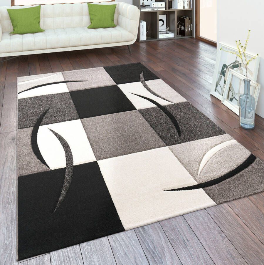 Paco Home Vloerkleed Diamond 665 Korte pool, ruitmotief, 3D design, ideaal in de woonkamer & slaapkamer