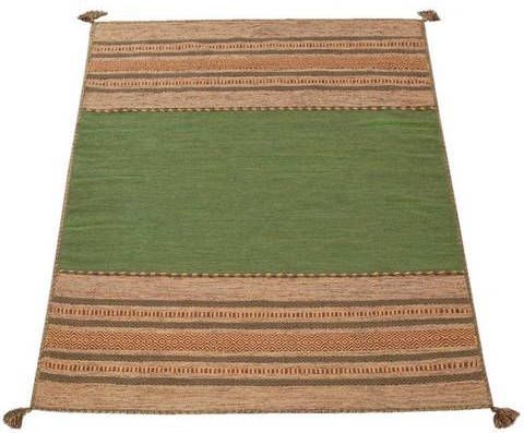 Paco Home Vloerkleed Kilim 217 Handgeweven vloerkleed, platweefsel, puur katoen, met de hand geweven, gestreept, met franje, ideaal in de woonkamer & slaapkamer