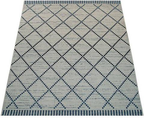 Paco Home Vloerkleed Kortrijk 742 Platweefsel, ruitdesign, geschikt voor binnen en buiten, woonkamer