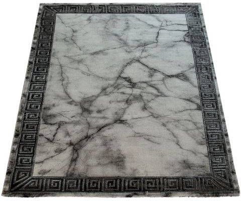 Paco Home Vloerkleed Kracht 522 Korte pool, met marmerdesign en randdessin, met goud of zilverkleurige accenten, ideaal in de woonkamer & slaapkamer