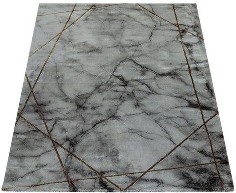Paco Home Vloerkleed Kracht 523 Korte pool, chique marmer design, met goud of zilverkleurige accenten, ideaal in de woonkamer & slaapkamer