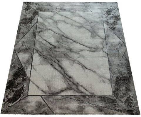 Paco Home Vloerkleed Kracht 525 Korte pool, modern marmer design met randdessin en goud of zilverkleurige accenten, ideaal in de woonkamer & slaapkamer