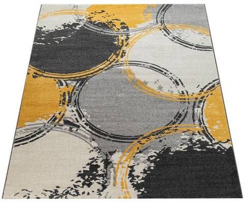 Paco Home Vloerkleed Pattern 129 Korte pool, modern design met cirkels, ideaal in de woonkamer & slaapkamer