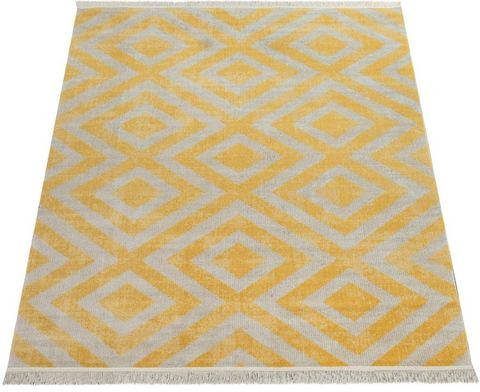 Paco Home Vloerkleed Poco 821 Korte pool, ruiten design, met franje, geschikt voor binnen en buiten, ideaal in de woonkamer & slaapkamer