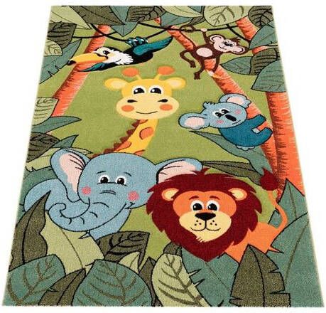 Paco Home Vloerkleed voor de kinderkamer Diamond 638 3d design, motief jungle dieren, kinderkamer