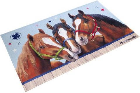 Pferdefreunde Vloerkleed voor de kinderkamer PF 512 Motief paarden, stof print, zachte microvezel, kinderkamer
