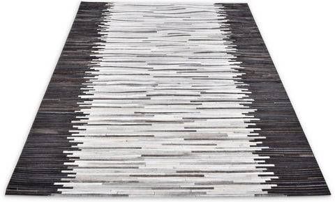 THEKO Vachtvloerkleed Kobe strepen Patchwork, met de hand genaaid, echte runderhuid in natureltinten, woonkamer