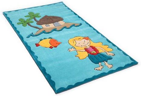THEKO Vloerkleed voor de kinderkamer Lisa Korte pool, motief Stille Oceaan, uitstekend acrylgaren, met de hand gemaakt reliëf(carving ), kinderkamer