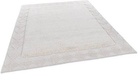 THEKO Wollen kleed Bergen 630 Handgeweven vloerkleed, zuivere wol, met de hand geweven, Scandi design, met randdessin, ideaal in de woonkamer & slaapkamer