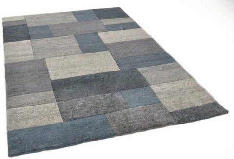 THEKO Wollen kleed Dalas 7709 zuivere wol, met de hand geknoopt, patchworkdesign, woonkamer