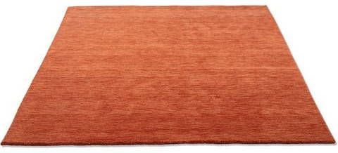 THEKO Wollen kleed Holi Handgeweven vloerkleed, korte pool, unikleurig, licht mêlee, zuivere wol, met de hand geweven met geknoopte look, ideaal in de woonkamer & slaapkamer(1 stuk )