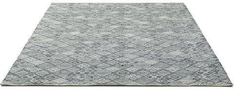 THEKO Wollen kleed Molde 14005 Handgeweven vloerkleed, zuivere wol, met de hand geweven, modern Scandi ruitendesign, ideaal in de woonkamer & slaapkamer