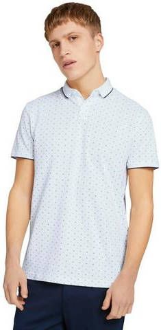 Tom Tailor Denim regular fit polo met all over print wit