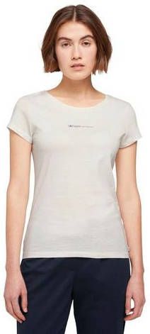 Tom Tailor Denim Shirt met ronde hals met logo opschrift in het midden op borsthoogte