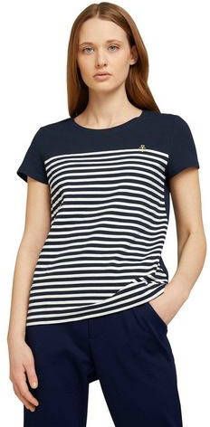 Tom Tailor Denim gestreept T-shirt donkerblauw/wit