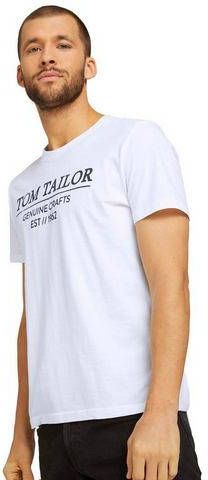 Tom Tailor Shirt met ronde hals met grote logo frontprint