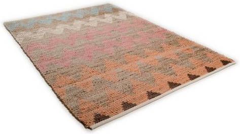 Tom Tailor Vloerkleed Pastel Zigzag Platweefsel, met de hand geweven, materiaal 60% katoen, 40% jute, woonkamer