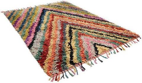 Tom Tailor Vloerkleed Vivid Stripes met de hand geweven, met franje, boho stijl, woonkamer