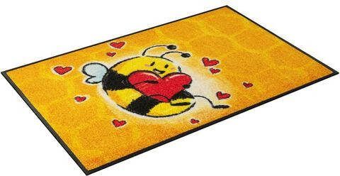 wash+dry by Kleen Tex Mat Bee in Love Inloopmat, motief bij, antislip, geschikt voor binnen en buiten, wasbaar