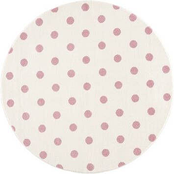 LIVONE kinderdeken Kinderen houden van Tapijten CIRCLE crè, me/roze 160 cm rond