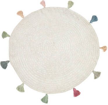 LIVONE kindertapijt FRINGES natuur/multi 133 cm rond