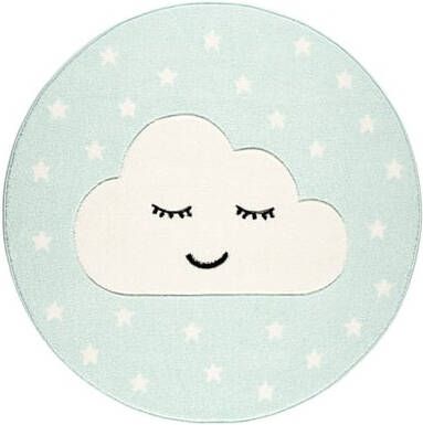 LIVONE Tapijt Kids Love Rugs Smiley Cloud rond mint/wit 160 cm