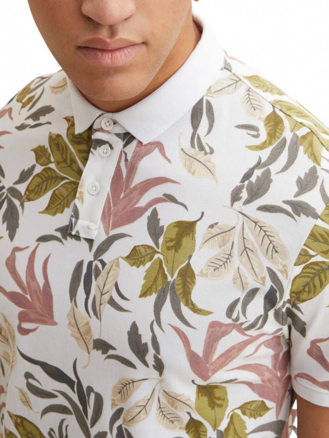 Tom Tailor regular fit polo met bladprint white