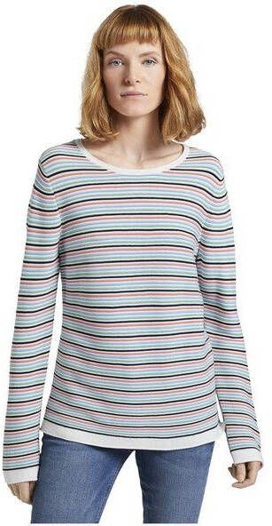 Tom Tailor gestreepte gebreide top wit/groen/blauw