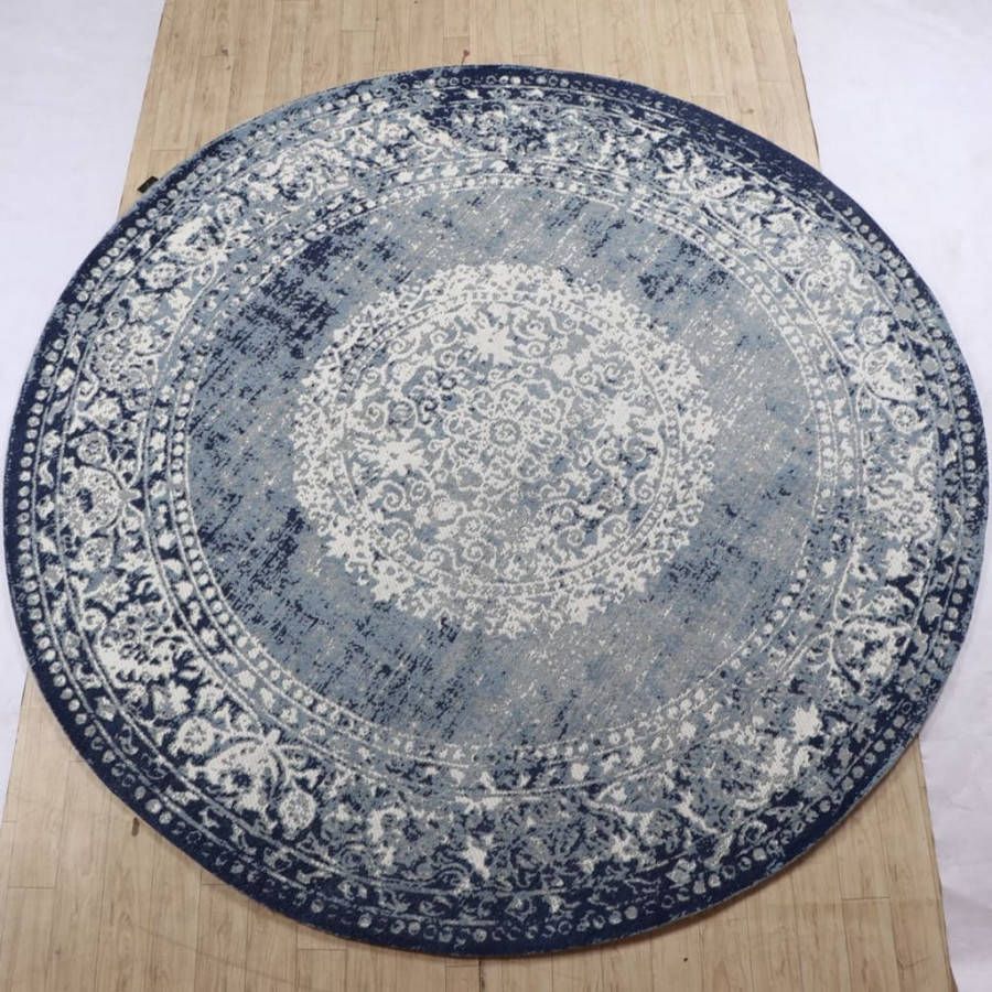 Dutch Lifestyle Vloerkleed Durban Jahrg rond 200 cm blauw
