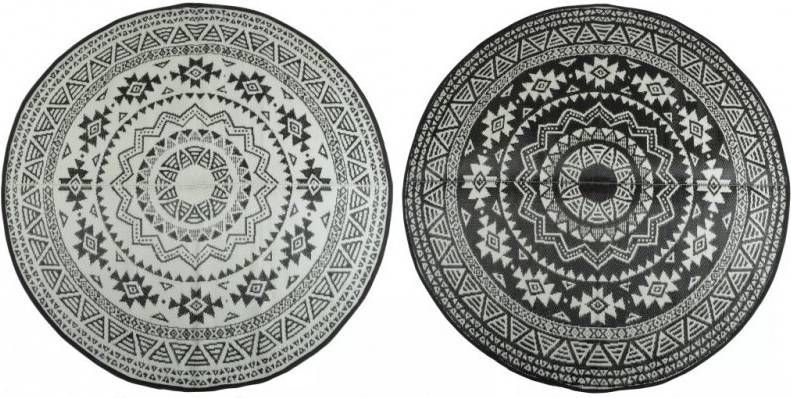 Esschert Design Buitenkleed Tweezijdig Rond Zwart/Wit