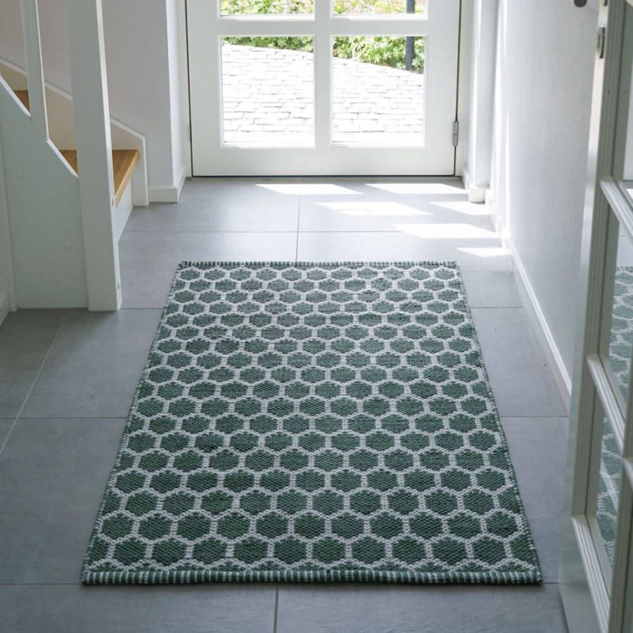 Hioshop Narbonne Loper 80x150 Cm Groen, Wit.