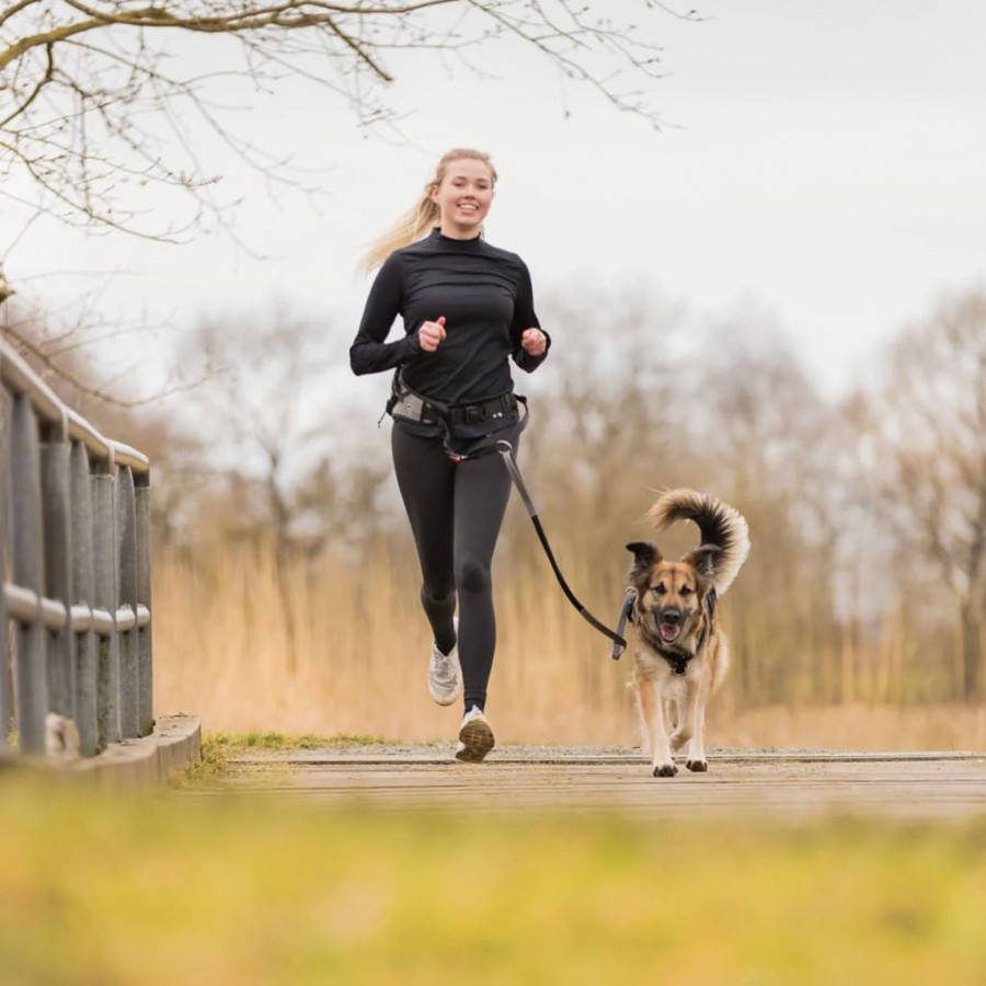 Trixie Joggingceintuur Met Riem Hondenhardlooplijn 70 130 cm Grijs Zwart