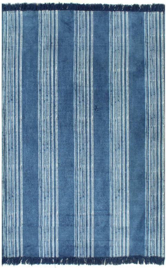 VIDAXL Kelim vloerkleed met patroon 120x180 cm katoen blauw